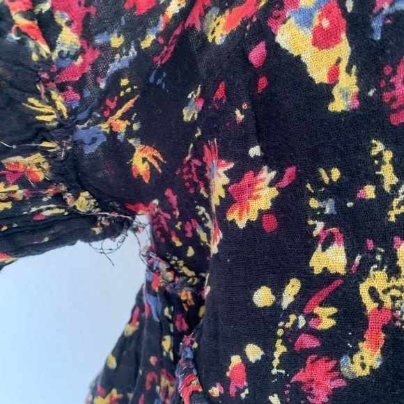 Free People Multi-Colored Boho Frayed Blouse Size XS - Picture 5 of 11